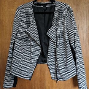 EUC Lane Bryant Houndstooth Moto Jacket Blazer